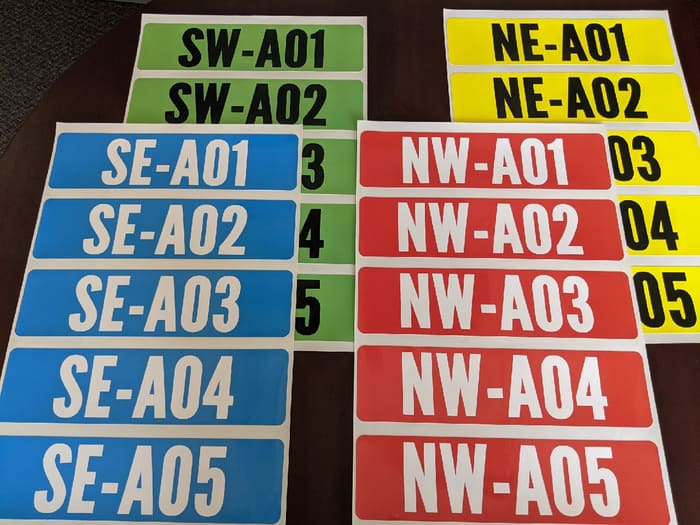 11.5 x 3 colour label samples
