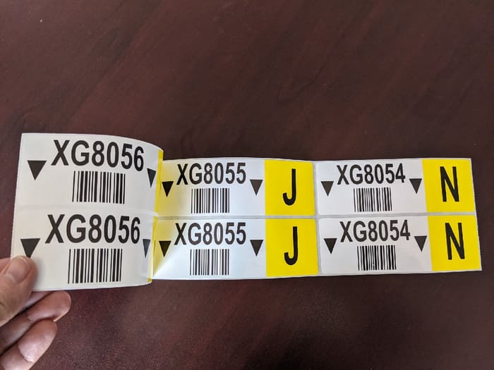 2x6, 2-across thermal-transfer printed polypropylene label