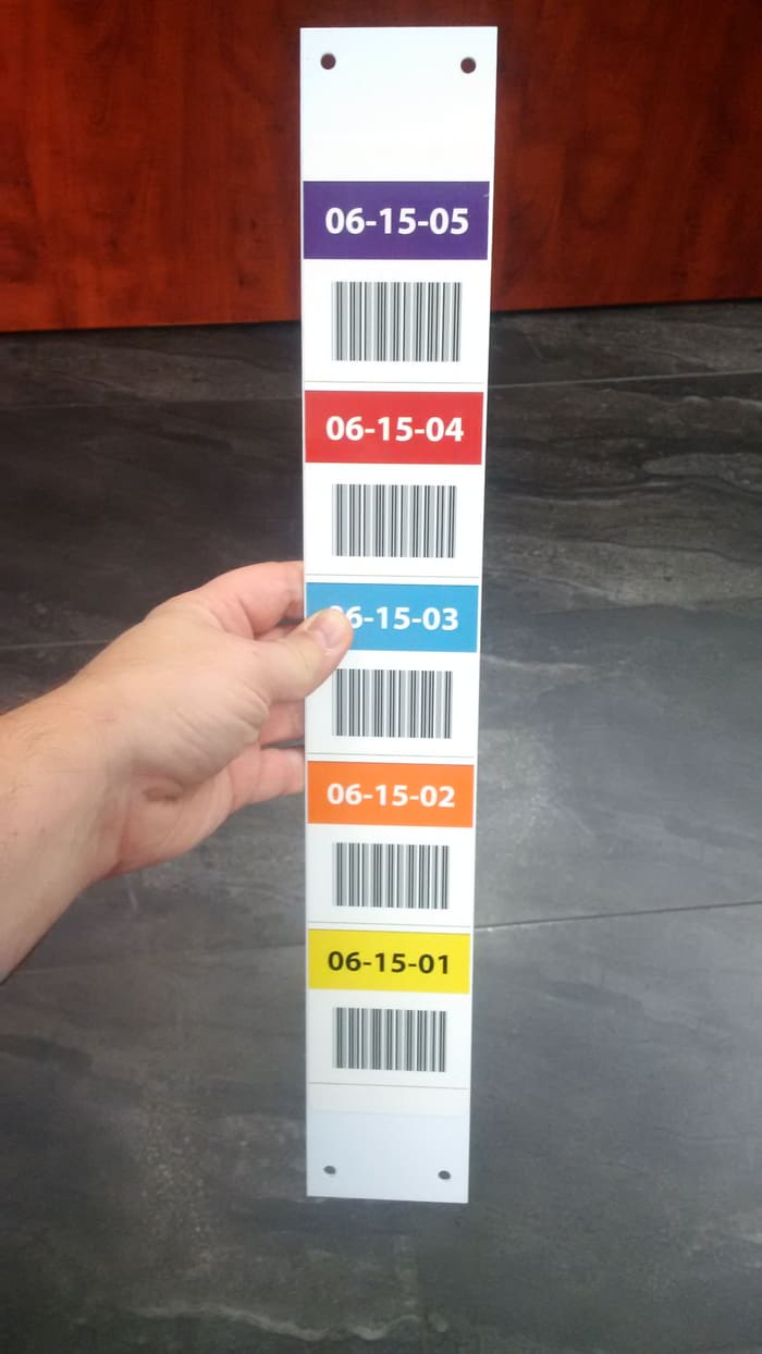Colour coded warehouse sample on 2mm styrene with holes for tie-wraps